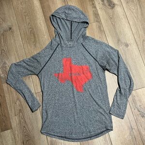 Heather Gray Hoodie with Red Texas Graphic Hooded Longsleeve Medium